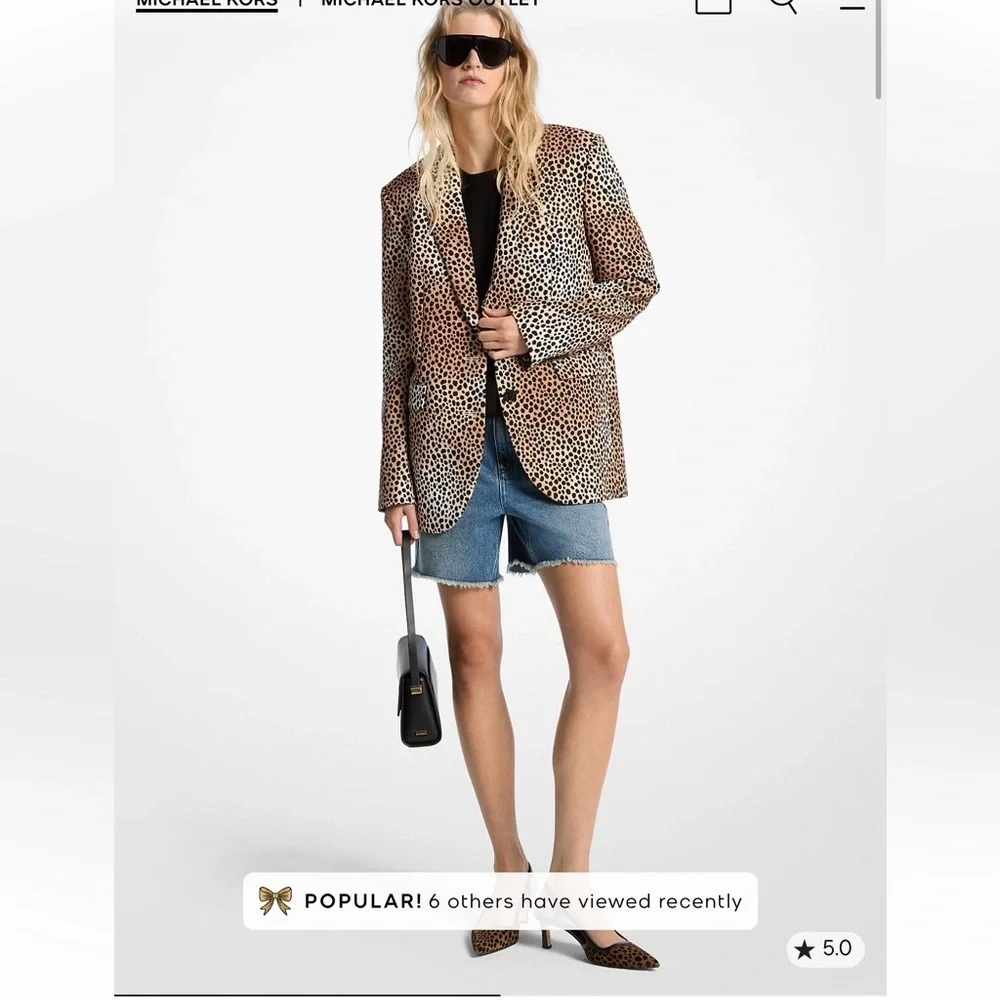 Michael Kors Cheetah Print Stretch Crepe Blazer Size 12 - Picture 6 of 9